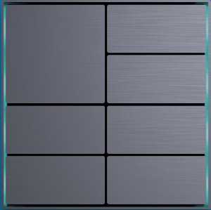 Botón KNX serie Dora, gris antracita, 4 módulos / 7 botones, aluminio anodizado, lector de temperatura interno, 2 entradas externas. 86 x 86 x 8 mm