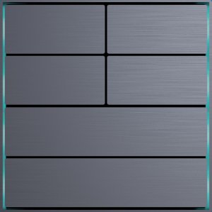 Botón KNX serie Dora, gris antracita, 4 módulos / 6 botones, aluminio anodizado, diseño lineal, lector de temperatura interno, 2 entradas externas. 86 x 86 x 8 mm